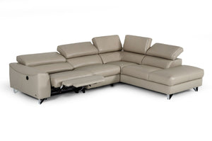 Divani Casa Versa - Modern Light Taupe Teco-Leather Right Facing Sectional Sofa with Recliner