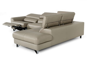 Divani Casa Versa - Modern Light Taupe Teco-Leather Right Facing Sectional Sofa with Recliner