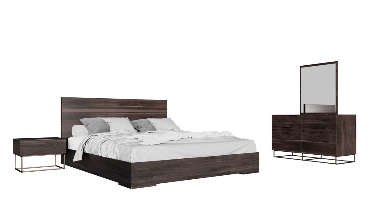 Queen Nova Domus Benzon Italian Modern Dark Rovere Bed