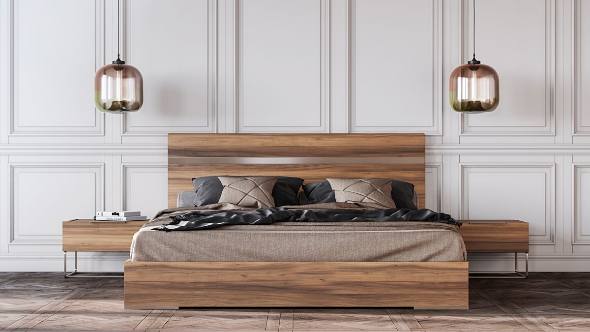 Queen Nova Domus Lorenzo Italian Modern Walnut Bedroom Set