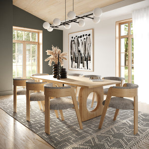 Modrest Washington - Modern Grey Fabric + Natural Oak Dining Chair (Set of 2)