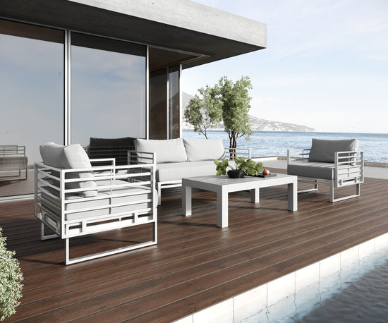 Renava Wharf - Outdoor Light Grey and White Sofa Set