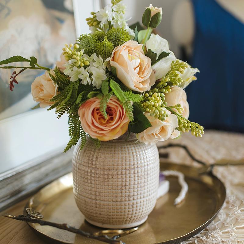 White Textured Porcelain Ceramic Jar Vase