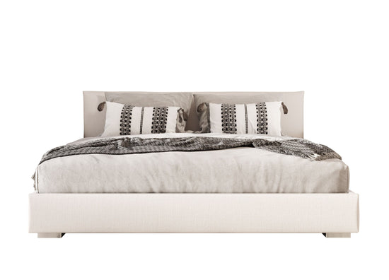 Nova Domus Sogno - Italian Modern Beige Fabric Low Headboard Q Bed