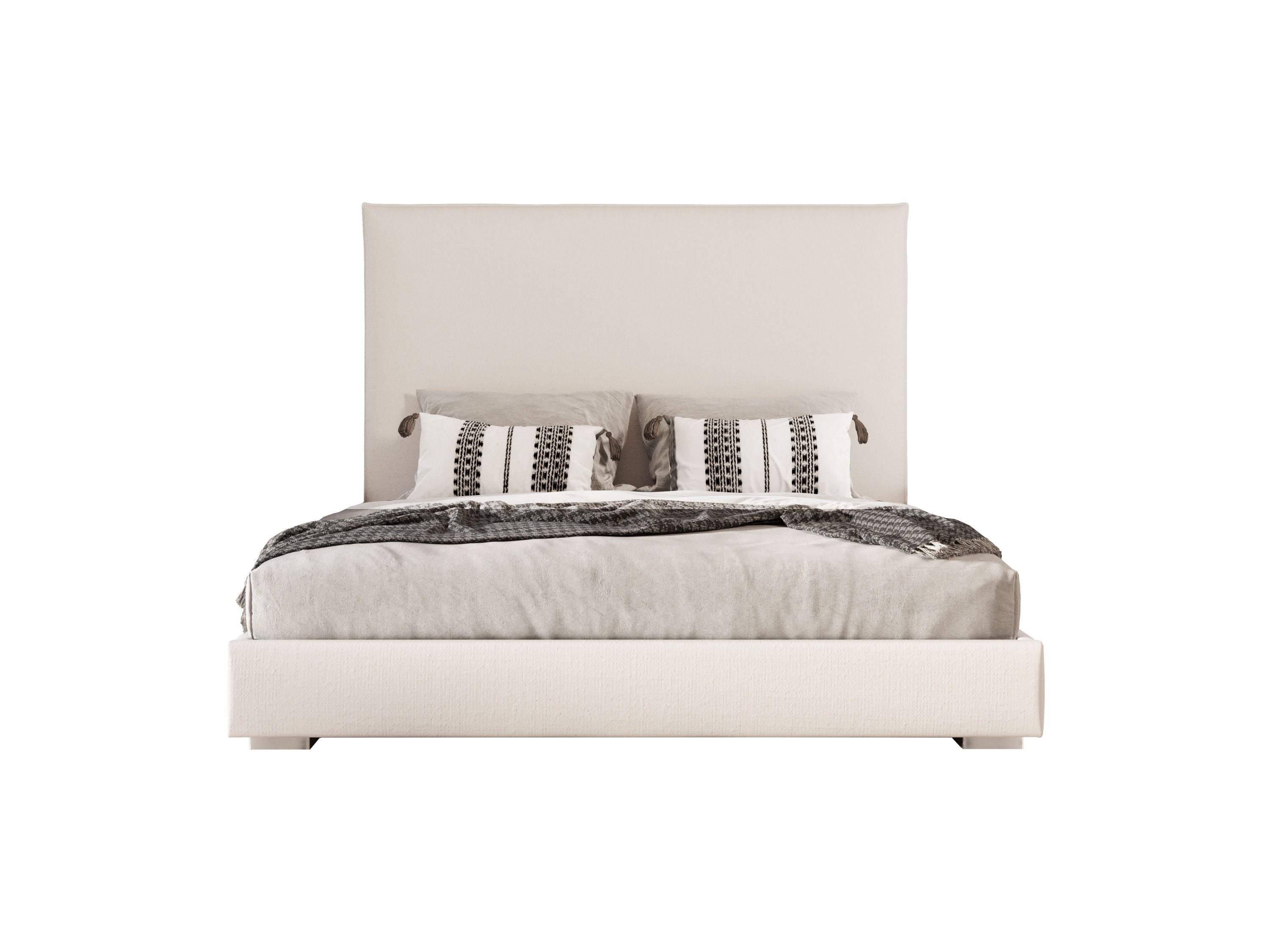 Nova Domus Sogno - Italian Modern Beige Fabric High Headboard Q Bed