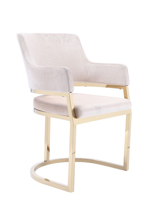 Modrest Tulsa Modern Cream Velvet & Gold Dining Chair