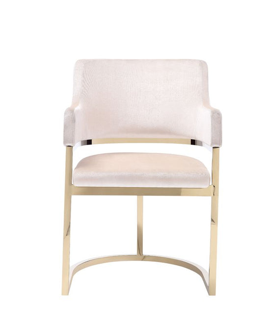 Modrest Tulsa Modern Cream Velvet & Gold Dining Chair