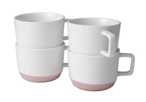 Porcelain Coffee Mug, Set of 4, Himalayan Salt Pink