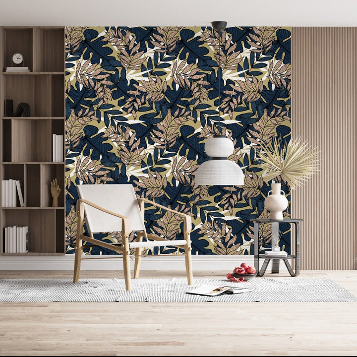 Stylish Leaves Pattern Wallpaper Fashionable