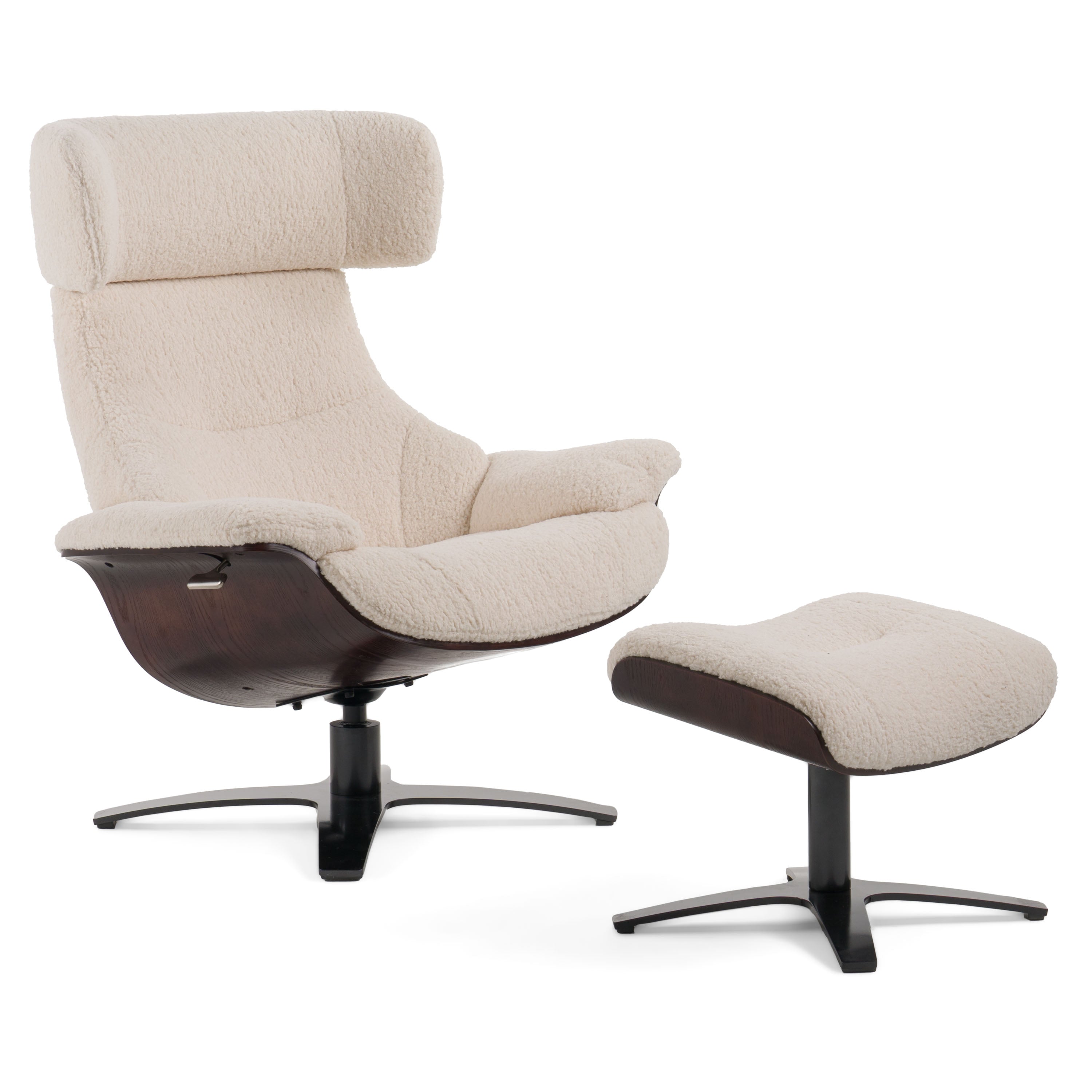 Modrest - Zahara Modern Beige Lounge Chair & Ottoman