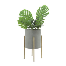 Load image into Gallery viewer, Planter On Metal Stand, Putty and Gold (Set of 2)
