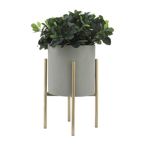 Planter On Metal Stand, Putty and Gold (Set of 2)