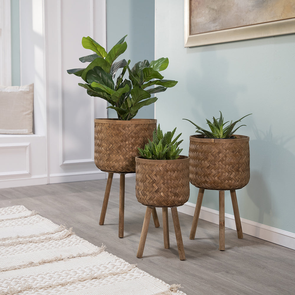 Bamboo Planters, Brown (Set of 3)