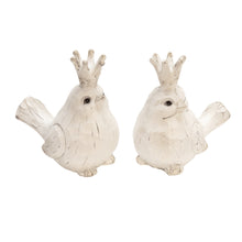 Load image into Gallery viewer, Resin Birds with Crowns, White (Set of 2)
