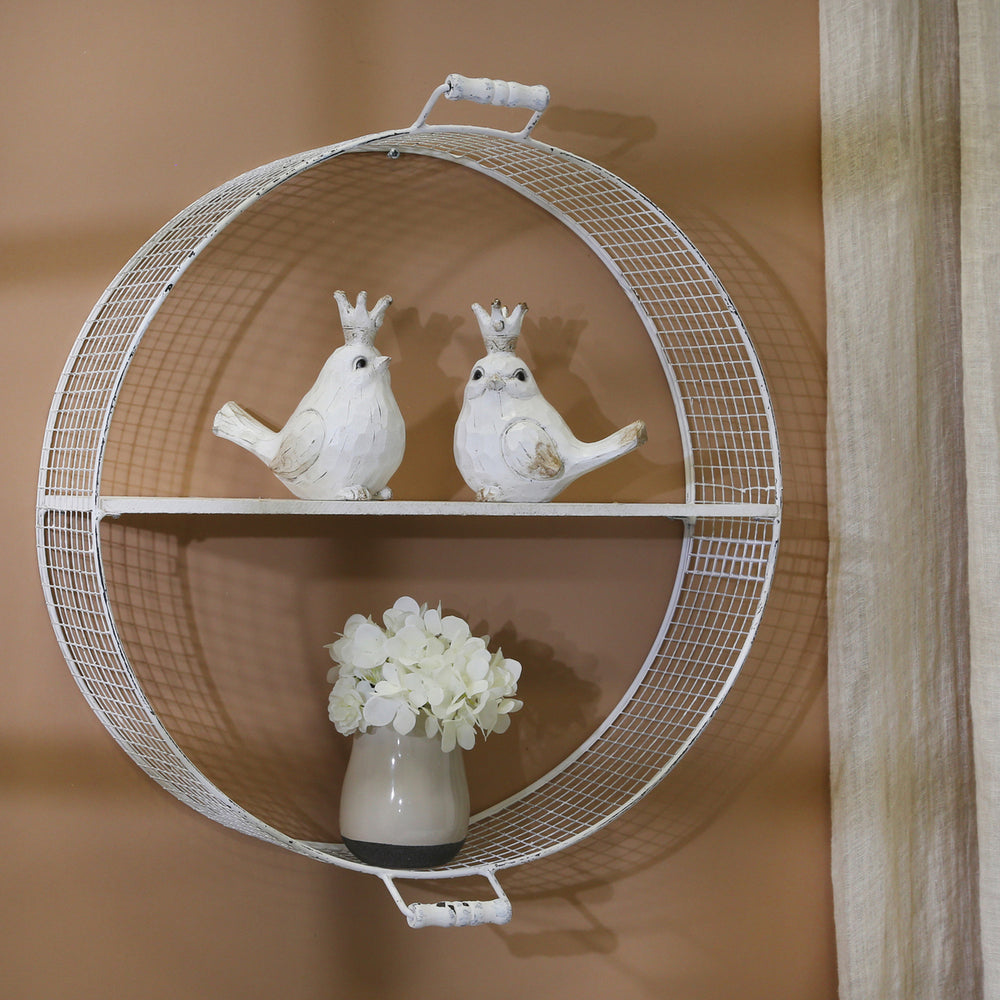 Resin Birds with Crowns, White (Set of 2)