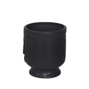 Ceramic 6" Face Vase with Base, Black