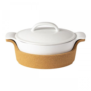 Oval Covered Casserole + Cork Tray