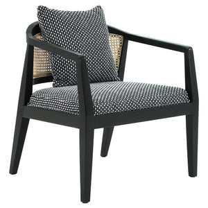 Wood, Woven Back Accent Chair, Textured Black