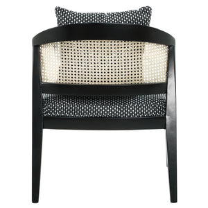 Wood, Woven Back Accent Chair, Textured Black