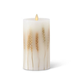 White Wax Wheat Luminara Pillar Candle, 6.625 Inch