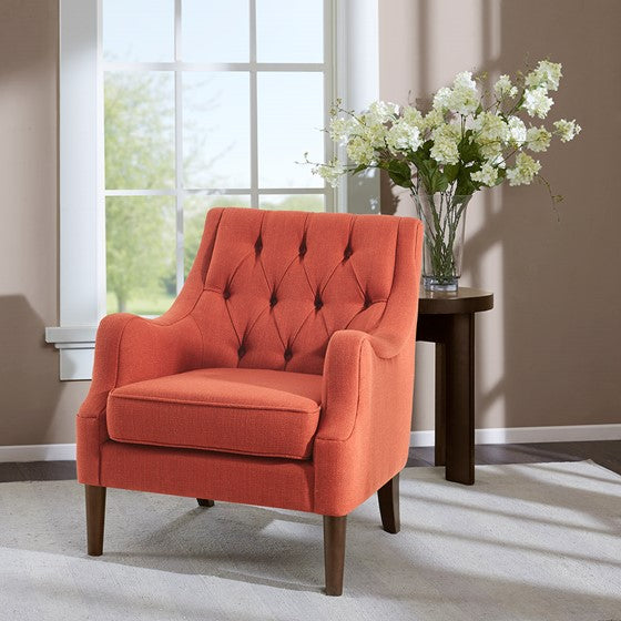 Qwen Button Tufted Accent Chair - Spice