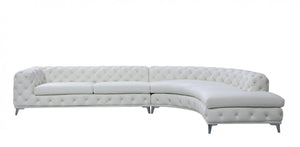 Divani Casa Kohl - Contemporary White RAF Curved Shape Sectional Sofa with Chaise