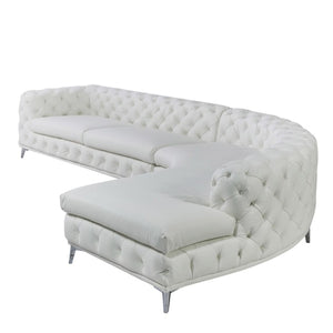 Divani Casa Kohl - Contemporary White RAF Curved Shape Sectional Sofa with Chaise