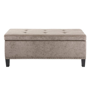 Shandra II Tufted Top Storage Bench - Taupe