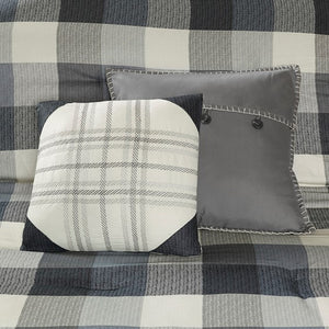 Ridge - Grey 100% Polyester Microfiber Printed Brushed Herringbone 7pcs Comforter Set
