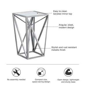 Zee Silver Angular Mirror Accent Table - Silver