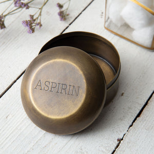 Antique Brass Aspirin Pill Box