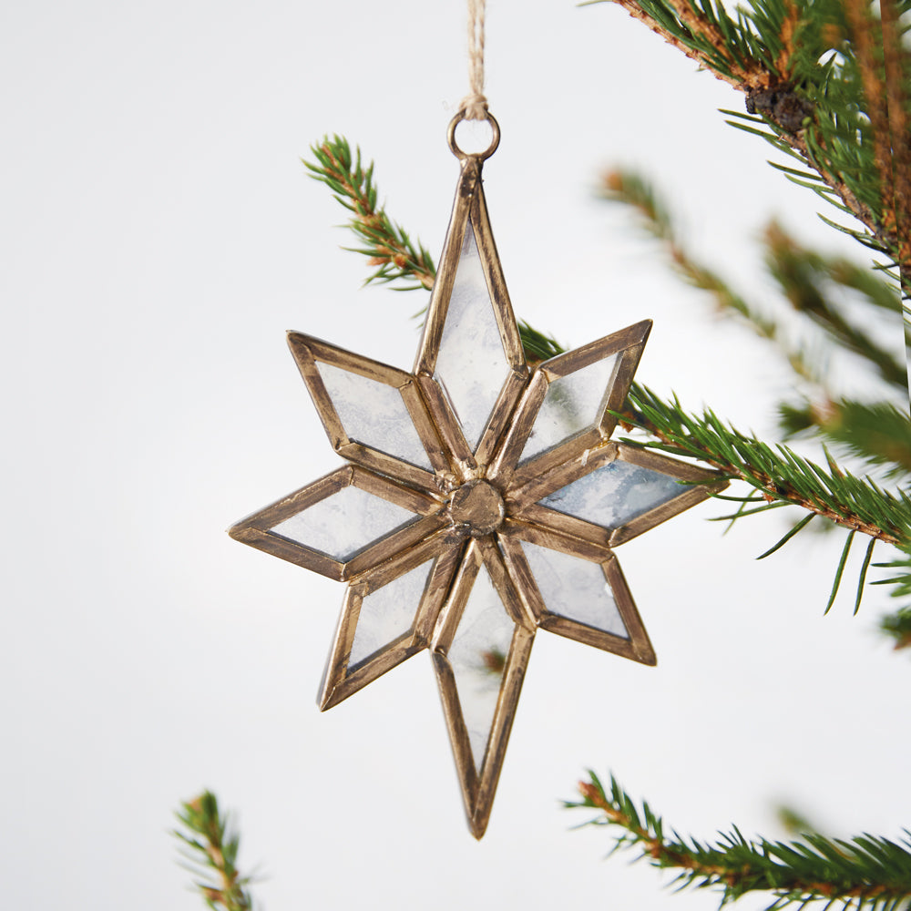Antique Mercury Glass Star Ornament - Set of 2