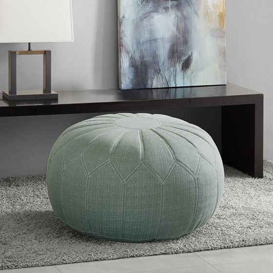 Kelsey Round Pouf Ottoman - Seafoam