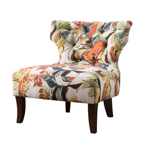 Erika Hourglass Tufted Armless Chair - Multi
