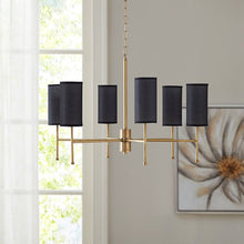Load image into Gallery viewer, Maria 6  Light Chandelier - 12 Shades  (Black and White) - Plated Gold
