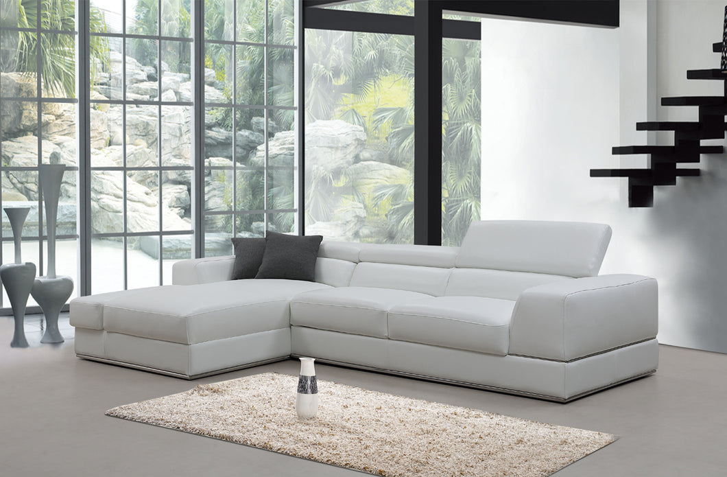 Divani Casa Pella Mini - Modern White Bonded Leather Left Facing Sectional Sofa