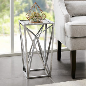Zee Silver Angular Mirror Accent Table - Silver