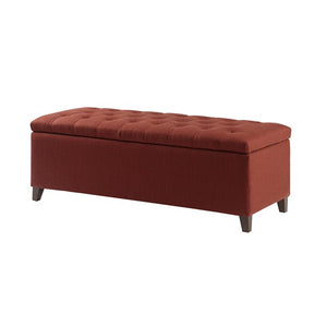 Shandra Tufted Top Storage Bench - Rust Red