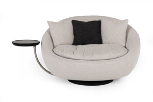 Divani Casa Alba Modern Grey Fabric Chair with Tray