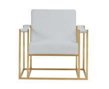 Load image into Gallery viewer, Modrest Larson Modern White Leatherette &amp; Gold Accent Chair
