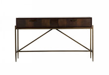 Load image into Gallery viewer, Modrest Shane - Modern Acacia &amp; Brass Console Table
