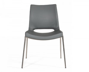 Modrest Jackie - Modern Grey Eco-Leather Dining Chair (Set of 2)