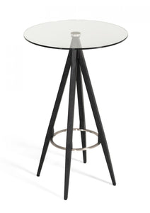 Modrest Dallas - Clear Glass and Black Metal Bar Table