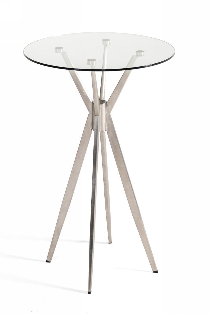 Modrest Kaitlyn - Modern Stainless Steel & Glass Bar Table