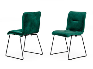 Modrest Yannis - Modern Green Fabric Dining Chair (Set of 2)