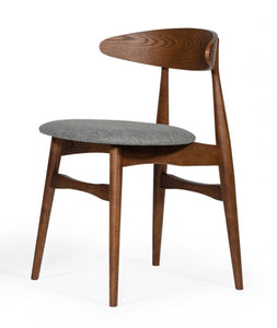 Modrest Prospect - Modern Grey Fabric & Walnut Dining Chair (Set of 2)