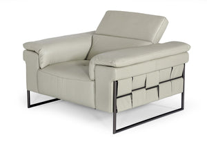 Divani Casa Shoden - Modern Light Grey Leather Chair