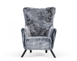 Modrest Findon - Glam Grey Faux Fur Accent Chair