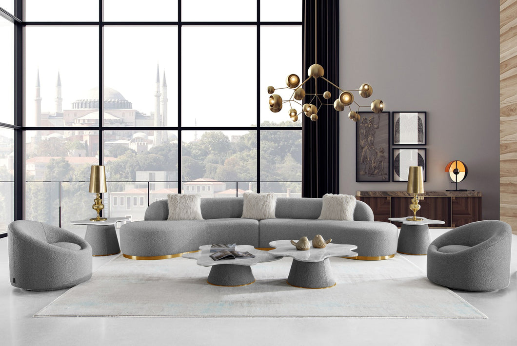 Divani Casa Frontier - Glam Grey Fabric Sectional Sofa