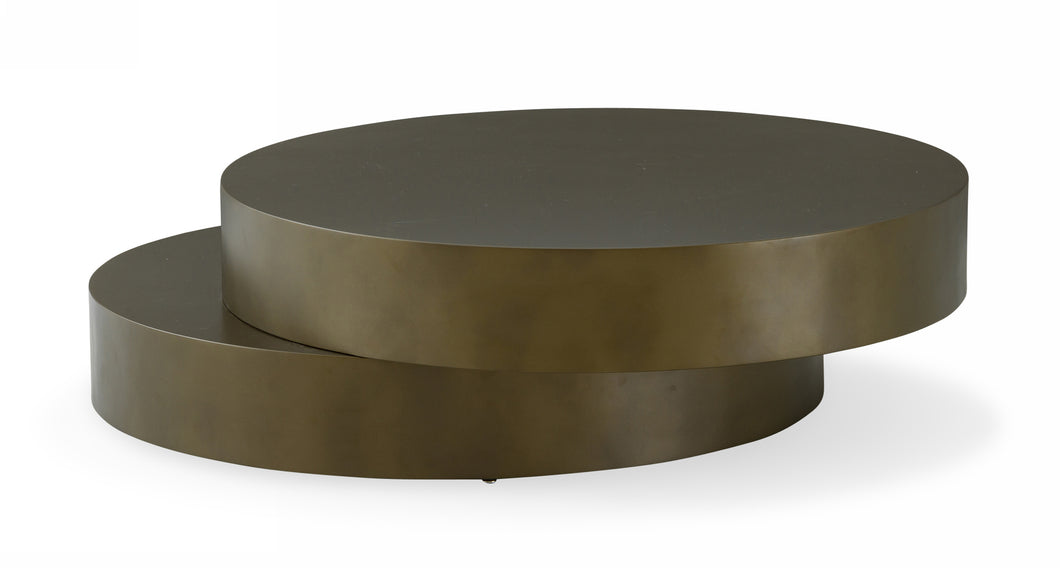 Modrest Grayson - Glam Brushed Bronze Metallic Coffee Table